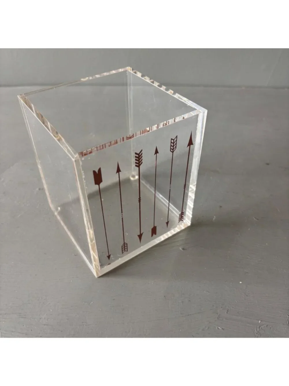 Archery Arrow Clear Acrylic Desk Organizer Pen Holder Makeup Brush Cup Lucite